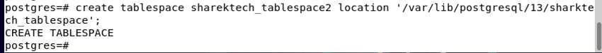 أمر create tablespace